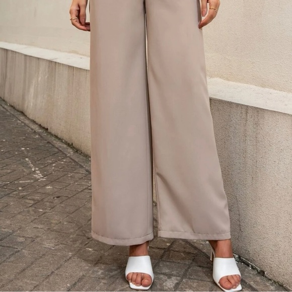 SHEIN HIGH WAIST WIDE LEG KHAKI PANTS SIZE 1LG / 1MED. - Picture 2 of 6